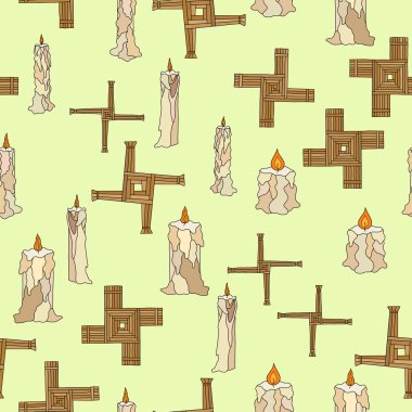 vektör Imbolc mumlar ve brigid çapraz ile sorunsuz