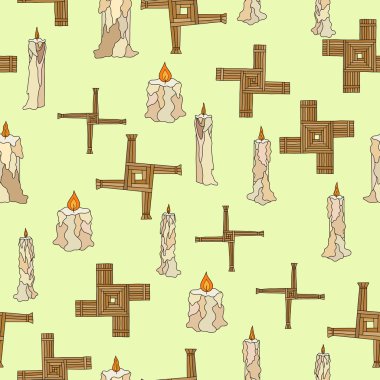 vektör Imbolc mumlar ve brigid çapraz ile sorunsuz