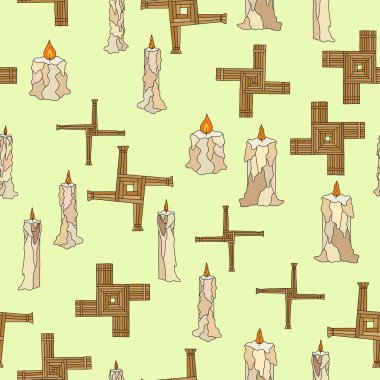 vektör Imbolc mumlar ve brigid çapraz ile sorunsuz