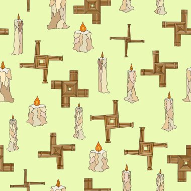 vektör Imbolc mumlar ve brigid çapraz ile sorunsuz