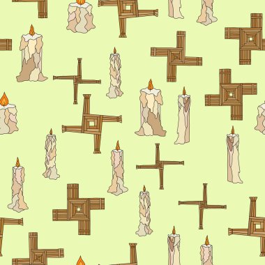 vektör Imbolc mumlar ve brigid çapraz ile sorunsuz