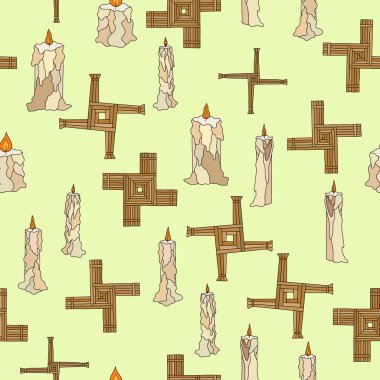 vektör Imbolc mumlar ve brigid çapraz ile sorunsuz