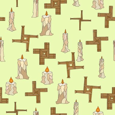 vektör Imbolc mumlar ve brigid çapraz ile sorunsuz