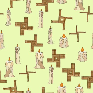 vektör Imbolc mumlar ve brigid çapraz ile sorunsuz