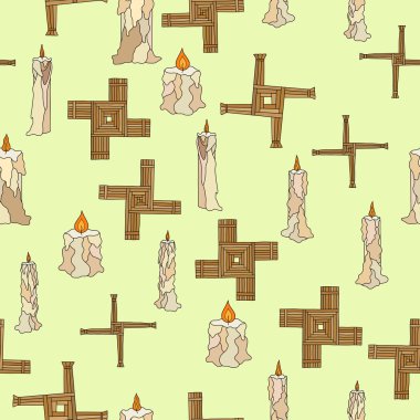 vektör Imbolc mumlar ve brigid çapraz ile sorunsuz