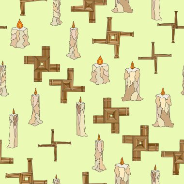 vektör Imbolc mumlar ve brigid çapraz ile sorunsuz