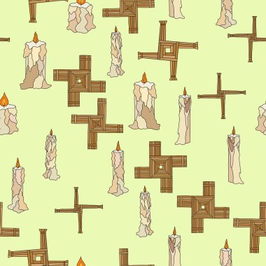 vektör Imbolc mumlar ve brigid çapraz ile sorunsuz