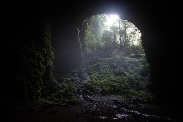 Cave öppning i diskbänk hål — Stockfoto