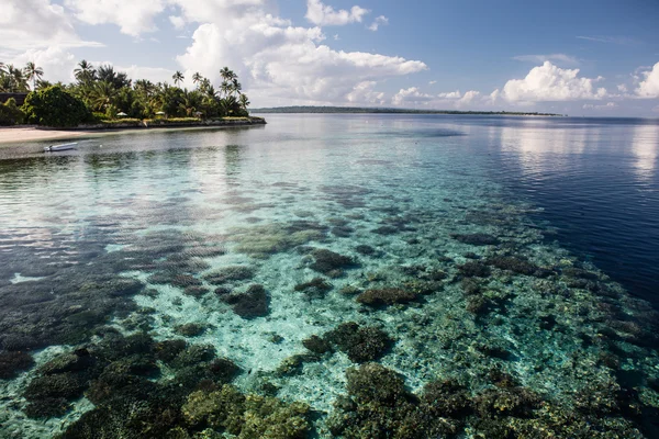 Shallow Reef Near Tropical Island — Stock Photo, Image