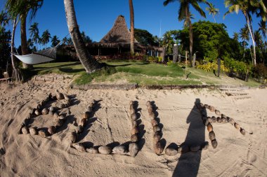 Sandy Beach Bula geleneksel Fiji tebrik