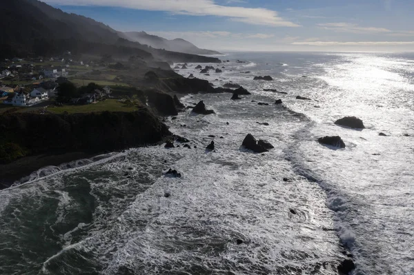 Rough Waters Pacific Ocean Wash Rocky Northern California Coastline Mendocino — Stock Photo, Image