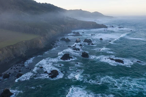 Océan Pacifique Rencontre Littoral Rocheux Nord Californie Mendocino Par Une — Photo