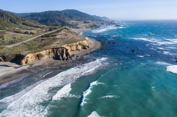 Océan Pacifique Rencontre Côte Rocheuse Accidentée Californie Nord Mendocino Par — Photo