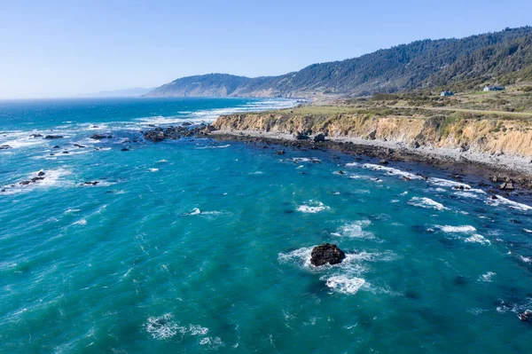 Stille Oceaan Ontmoet Ruige Rotsachtige Kust Van Noord Californië Mendocino — Stockfoto