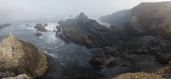 Багатий Поживні Речовини Тихий Океан Кидається Морські Скелі Вздовж Мальовничої — стокове фото