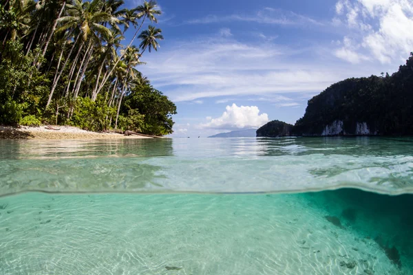 Tiszta, trópusi víz és távoli Beach — Stock Fotó