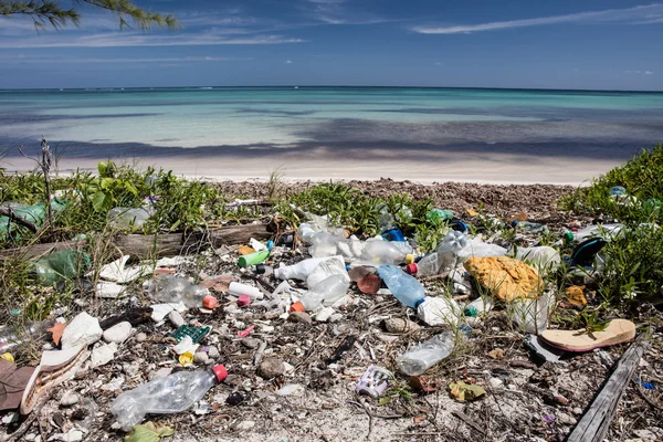 Plastic afval op strand — Stockfoto