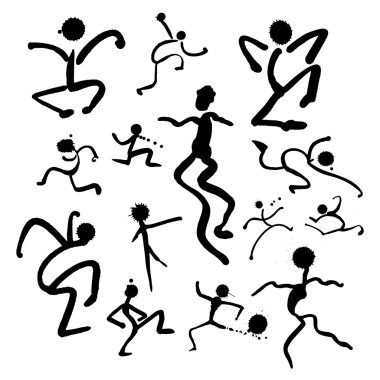 Beyaz arka plan üzerinde açıkları dansa