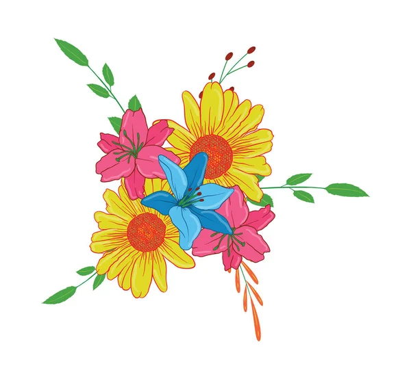 Prachtige Vector Bloemblaadjes Arrangementen Set Graphics Met Elegante Bloemen Bladeren — Stockvector