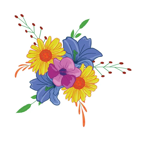 Prachtige Vector Bloemblaadjes Arrangementen Set Graphics Met Elegante Bloemen Bladeren — Stockvector