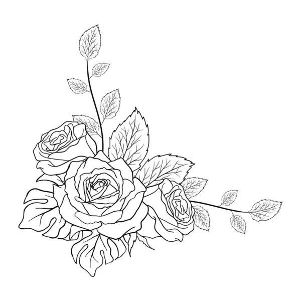 Осінь Літо Квітка Foliage Декоративна Рука Draw Doodle Один Колір — стоковий вектор