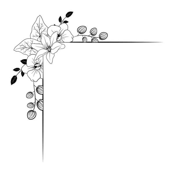 Монохром Рука Малює Квіткове Листя Красуні Прикраси Які Найкраще Підходять — стоковий вектор