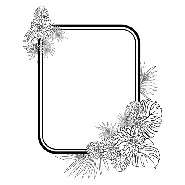 Schöne Foliage Floral Frame Text Divider Mit Eleganten Blumen Und — Stockvektor