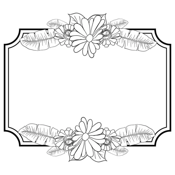 Piękny Foliage Floral Frame Text Divider Eleganckim Kwiatowym Liści Monochromatycznej — Wektor stockowy