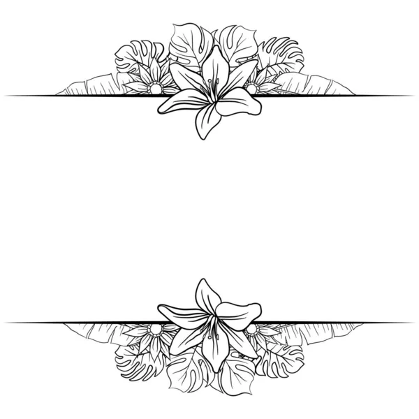 Bela Folhagem Floral Frame Text Divider Com Elegante Floral Folhas —  Vetores de Stock