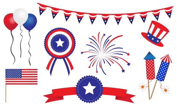 American United States 4th of July Badges Banner — Stock Vector