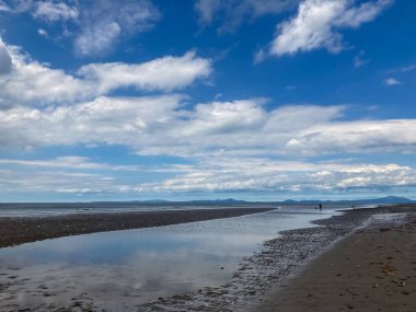 İrlanda Deniz Kıyısı, gelgit ve kum tabanı. 
