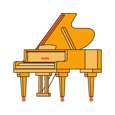 Büyük piyano bir müzik enstrümanıdır. Düz çizgi biçiminde renk vektör illüstrasyonu. Beyaz izole arkaplan.