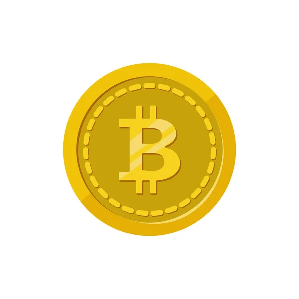 Bitcoin bir altın para. Web, simge için düz biçim renk vektör illüstrasyonu.