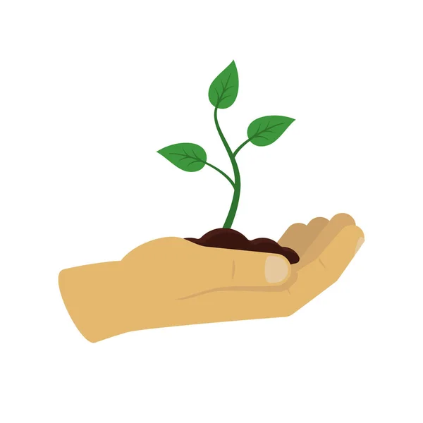 Sprout in je hand. Het concept van zorg voor het milieu, ontwikkeling, begin. Kleur vector illustratie van platte stijl. — Stockvector