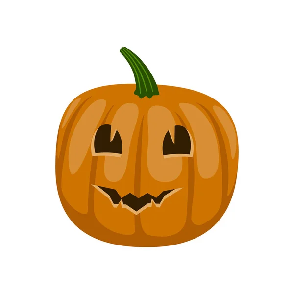 Calabaza de Halloween con los ojos tallados y la boca. La imagen para las vacaciones en la pancarta, la tarjeta para la fiesta. Ilustración vectorial de color de estilo plano. — Archivo Imágenes Vectoriales