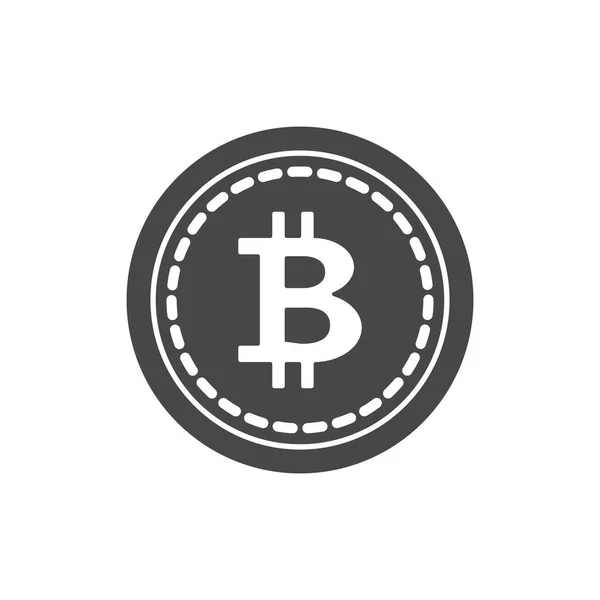 Bitcoin madeni para ikonu bir siluettir. Vektör illüstrasyonu, beyaz izole arkaplan.