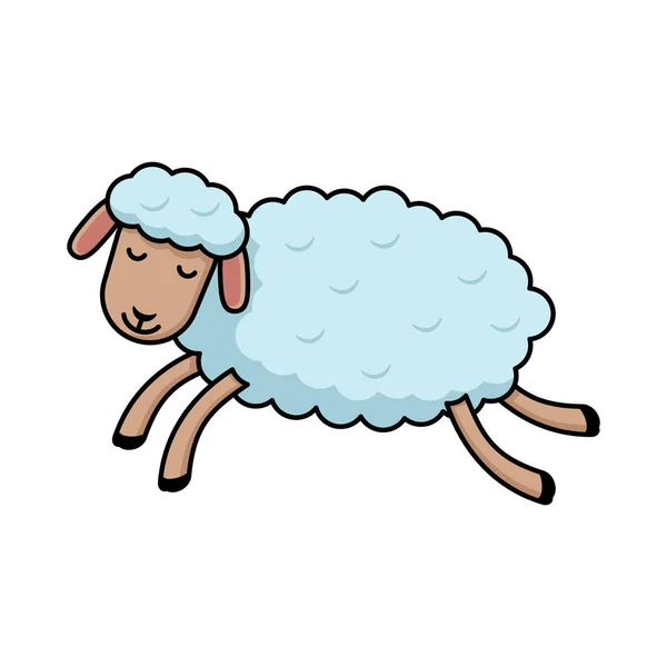 Sleepy sheep jumps. Color vector illustration of a flat style. White isolated background. — Stock Vector