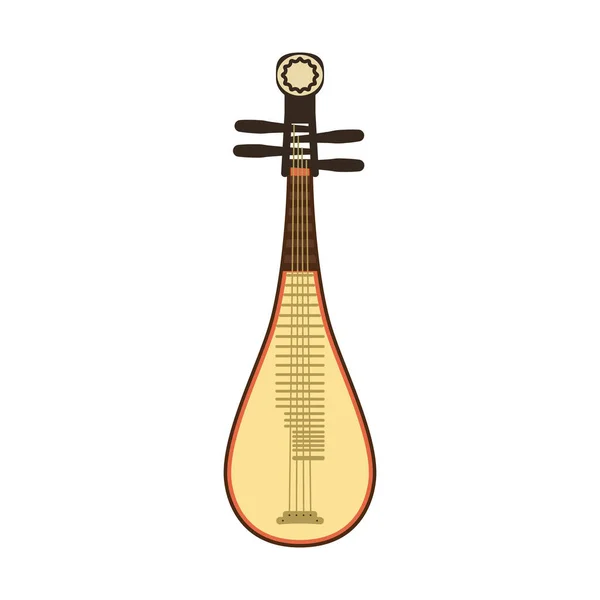 Pipa national Chinese musical instrument. Color vector illustration of flat style. White isolated background. — Stock Vector