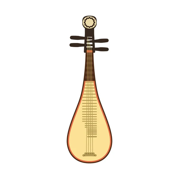Pipa ulusal Çin müzik enstrümanı. Düz biçimin renk vektör çizimi. Beyaz izole arkaplan.
