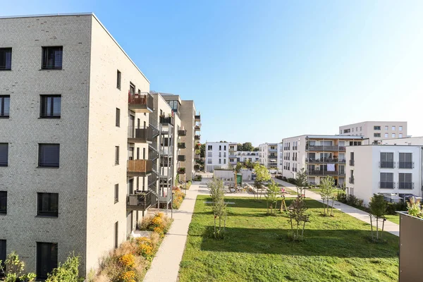 Cityscape Residential Area Modern Apartment Buildings New Green Urban Landscape — Stock Photo, Image