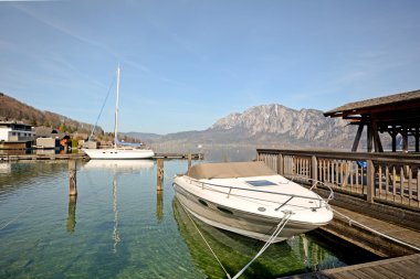 Salzburger Land Avusturya: Attersee Gölü manzarası-Avusturya Alpleri