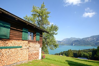 Avusturya Alplerinde, alpine mera görünümünden Gölü Attersee, Salzburger arazi, Avusturya için