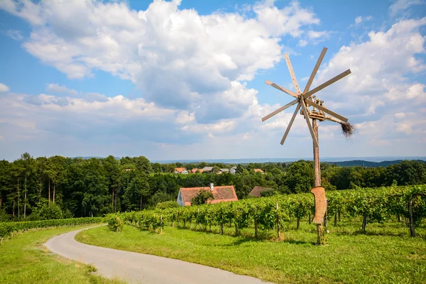 Szőlő- és Klapotetz kerék, a Dél-stájerországi borok Road, ősszel, Ausztria Európai — Stock Fotó