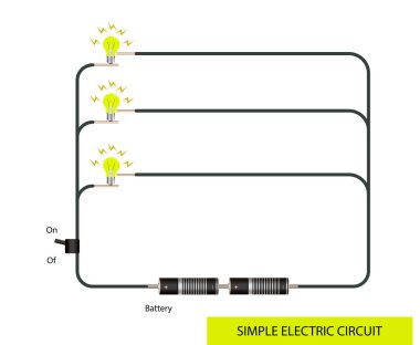 Basit bir elektrik devresi. Basit bir elektrik devre şeması. Fizik dersi, elektrik enerjisi.