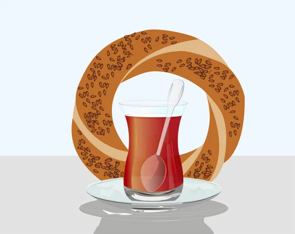 Turkish Sesame Bread Ring Turkish Bagels Trk Simit Vektr Turkish — Stock Vector