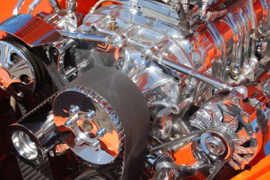 1939 Ford Özel hot rod motoru detayı.