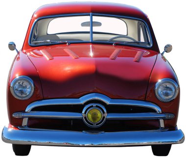1949 model Ford Custom Sedan 'ın ön görüntüsü, savaş sonrası bir mücevher..
