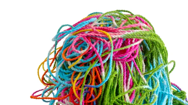 Tangled colorful sewing threads — Stock Photo, Image