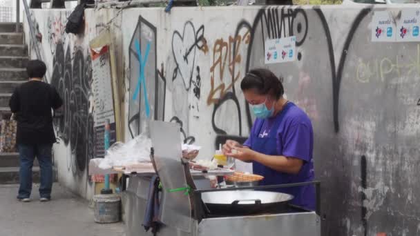 Bangkok Thailand February 2021 Street Food Vendor Bangkok — Stock Video