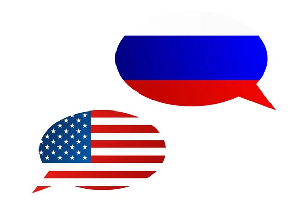 Burbujas de conversación entre Rusia y Estados Unidos — Archivo Imágenes Vectoriales
